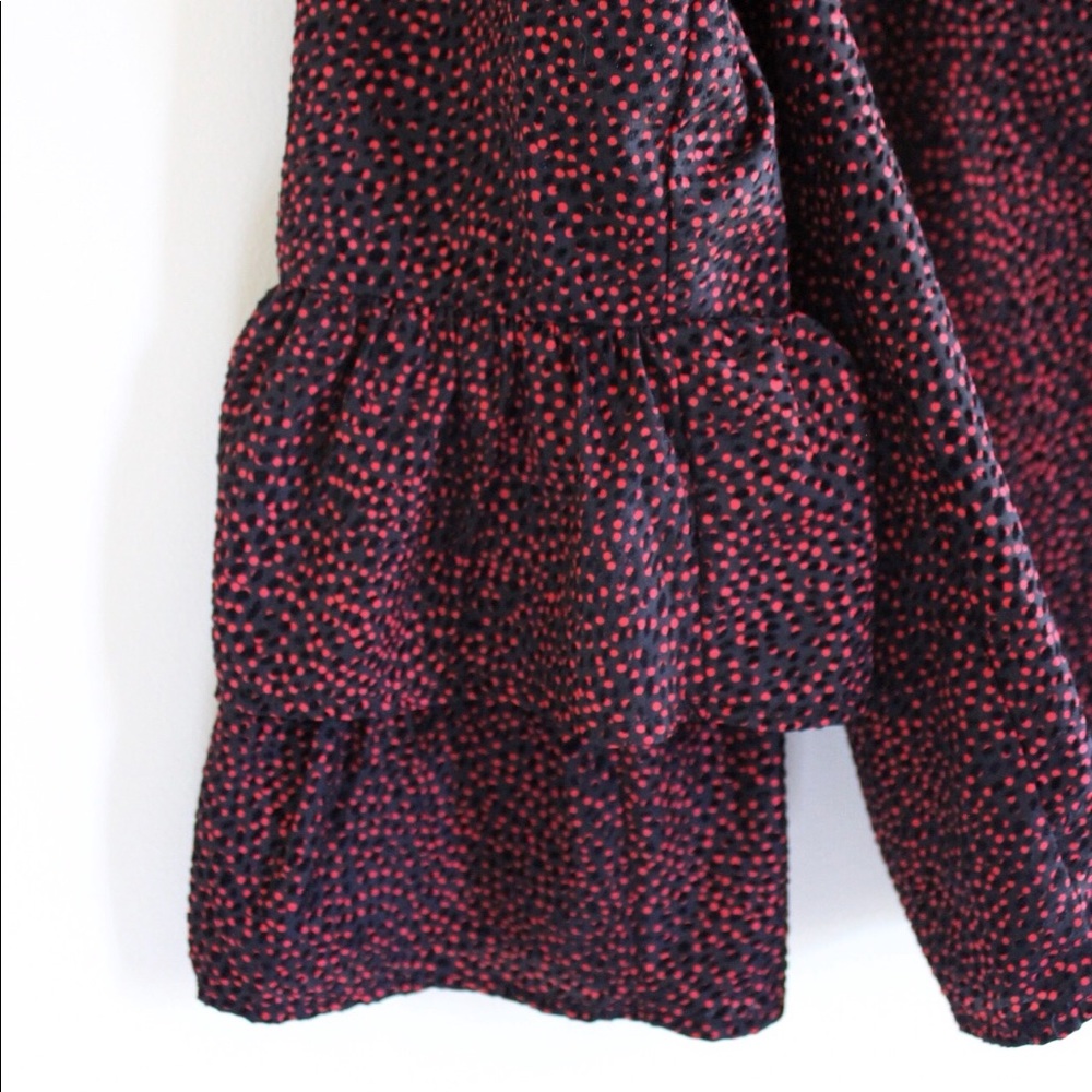 Lucky Brand Red Dot Ruffle Bell Sleeve Blouse M - Picture 3 of 8